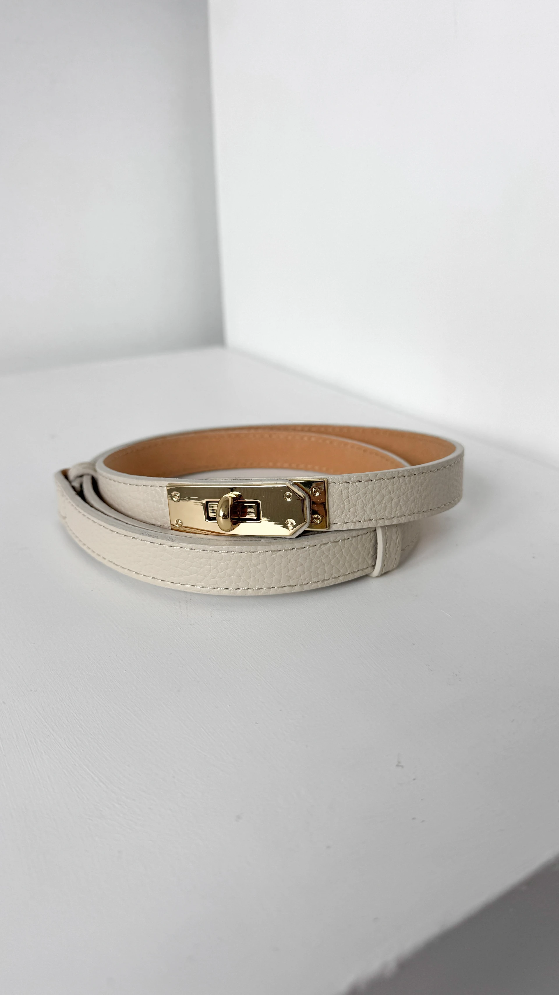 100% ādas josta Cintura 2cm Bēša